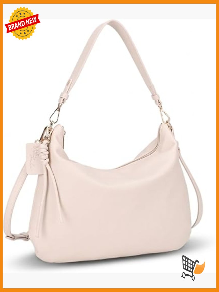 Vegan Leather Slouchy Hobo Shoulder Bag With Detachable Crossbody Strap
